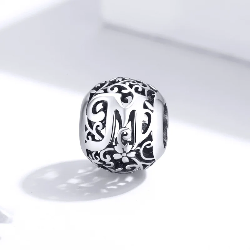 (Bild für) Charm mit durchbrochenem Blumen-Buchstabe M im Pandora-Stil - SCC1444-M - Ansicht 2
