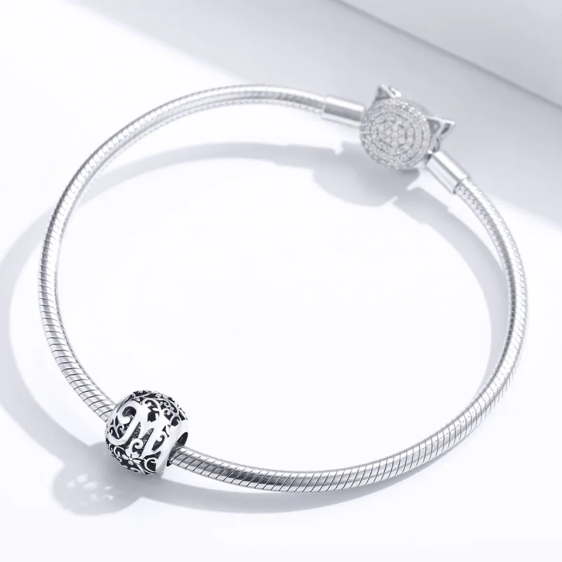 (Bild für) Charm mit durchbrochenem Blumen-Buchstabe M im Pandora-Stil - SCC1444-M - Ansicht 3