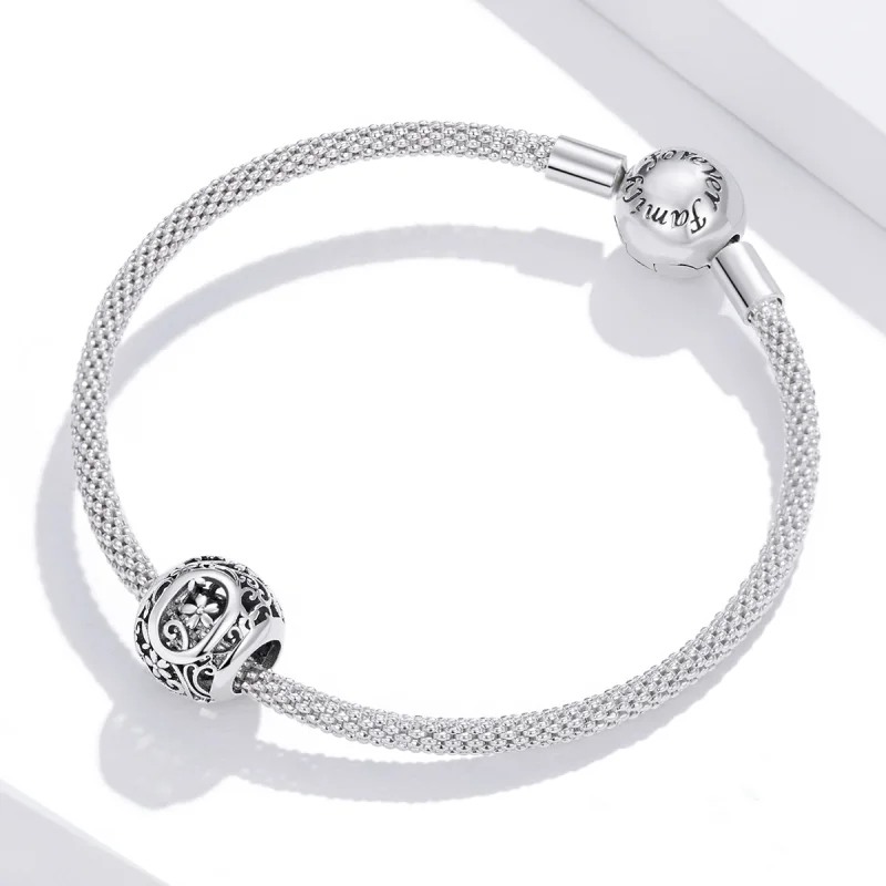 (Bild für) Charm mit durchbrochenem Blumen-Buchstabe O im Pandora-Stil - SCC1444-O - Ansicht 3