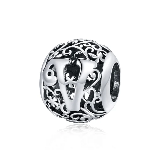 (Bild für) Charm mit durchbrochenem Blumen-Buchstabe V im Pandora-Stil - SCC1444-V
