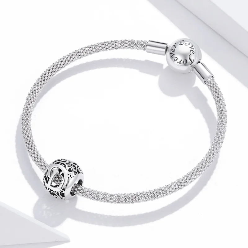 (Bild für) Charm mit durchbrochenem Blumen-Buchstaben D im Pandora-Stil - SCC1444-D - Ansicht 3