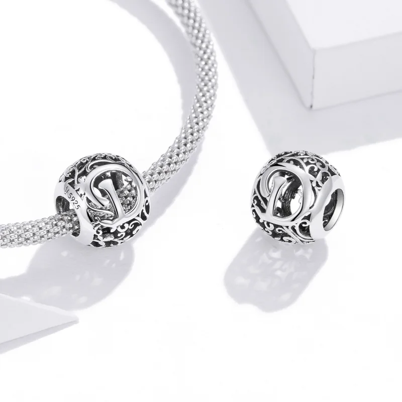 (Bild für) Charm mit durchbrochenem Blumen-Buchstaben D im Pandora-Stil - SCC1444-D - Ansicht 4