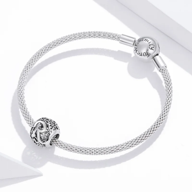 (Bild für) Charm mit durchbrochenem Blumen-Buchstaben R im Pandora-Stil - SCC1444-R - Ansicht 3