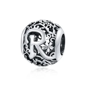 (Bild für) Charm mit durchbrochenem Blumen-Buchstaben R im Pandora-Stil - SCC1444-R