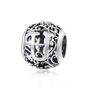(Bild für) Charm mit durchbrochenem Blumen-Buchstaben U im Pandora-Stil - SCC1444-U