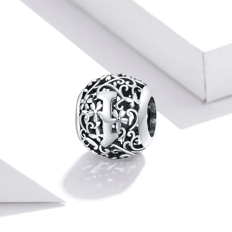 (Bild für) Charm mit durchbrochenem Blumenbuchstabe I im Pandora-Stil - SCC1444-I - Ansicht 2