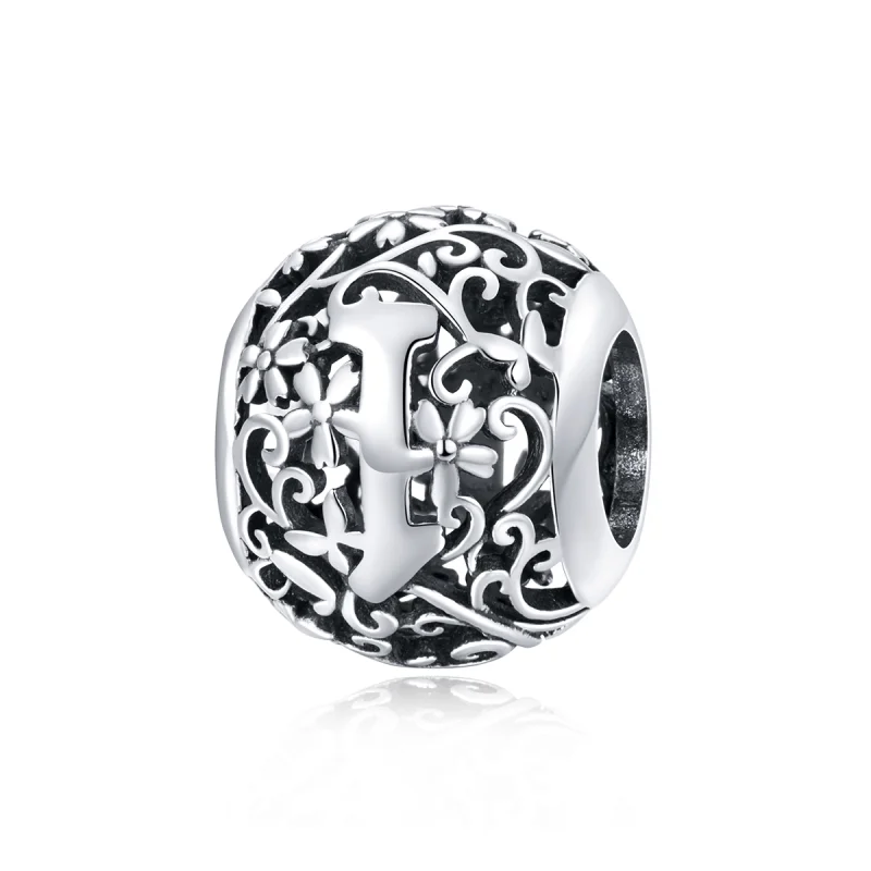 (Bild für) Charm mit durchbrochenem Blumenbuchstabe I im Pandora-Stil - SCC1444-I