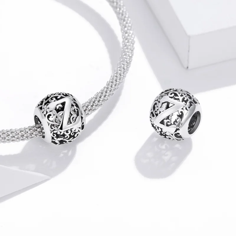 (Bild für) Charm mit durchbrochenem Blumenbuchstabe Z im Pandora-Stil - SCC1444-Z - Ansicht 4