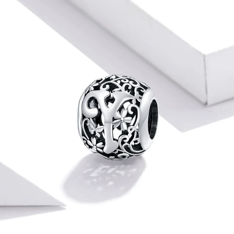 (Bild für) Charm mit durchbrochenem Blumenbuchstaben „Y“ im Pandora-Stil - SCC1444-Y - Ansicht 2