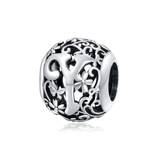 (Bild für) Charm mit durchbrochenem Blumenbuchstaben „Y“ im Pandora-Stil - SCC1444-Y