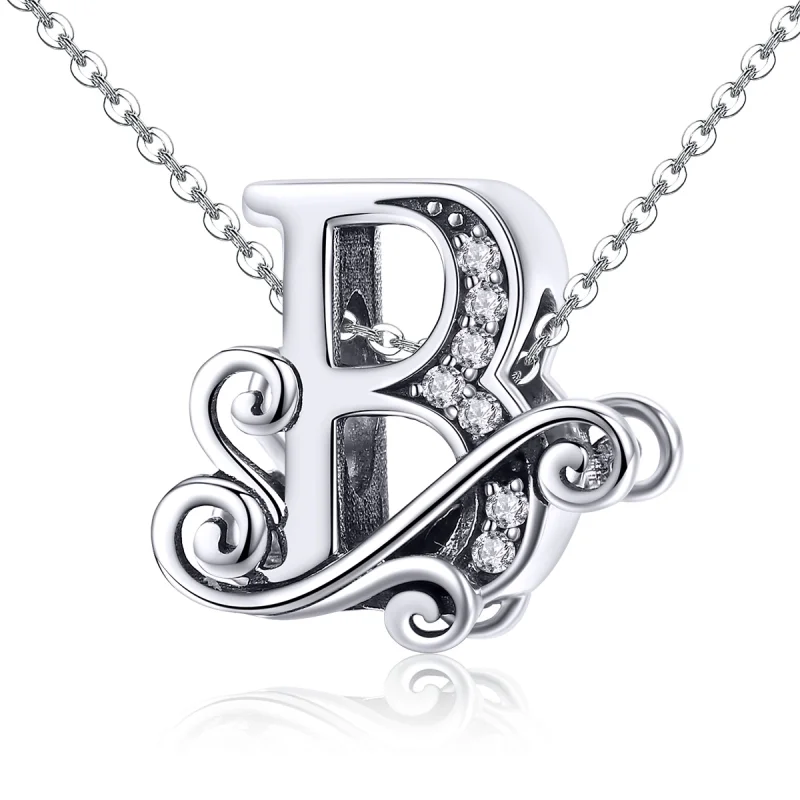 (Bild für) Charm mit funkelndem Pavé-Blumen-Buchstabe B im Pandora-Stil - BSC030-B - Ansicht 2