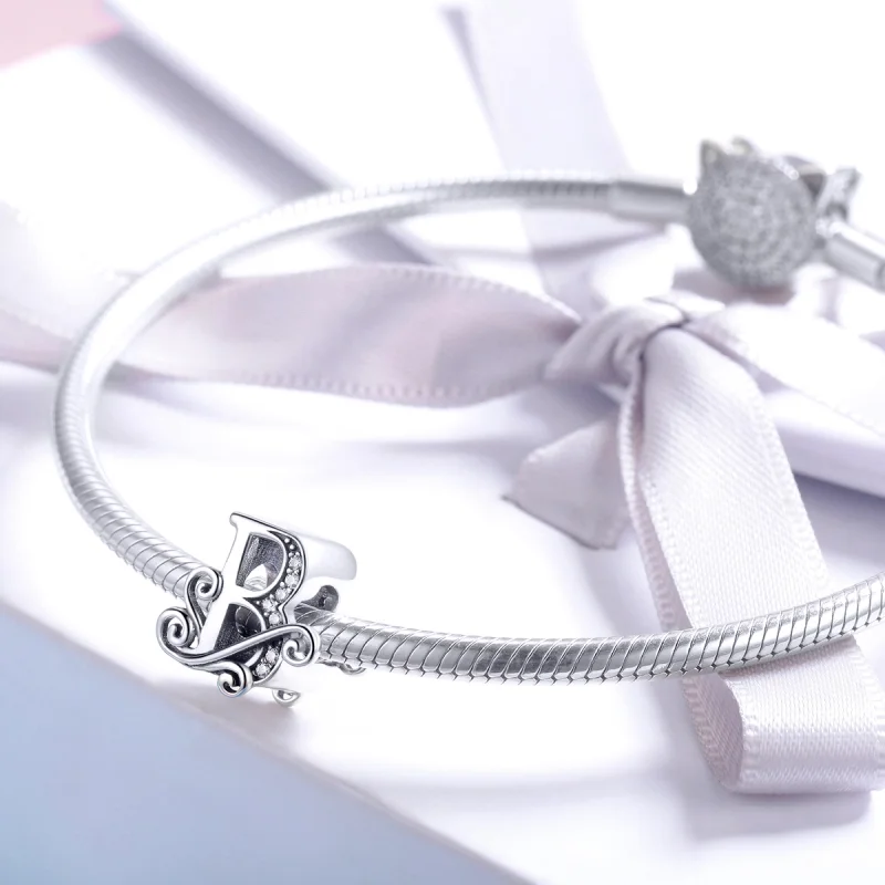 (Bild für) Charm mit funkelndem Pavé-Blumen-Buchstabe B im Pandora-Stil - BSC030-B - Ansicht 3