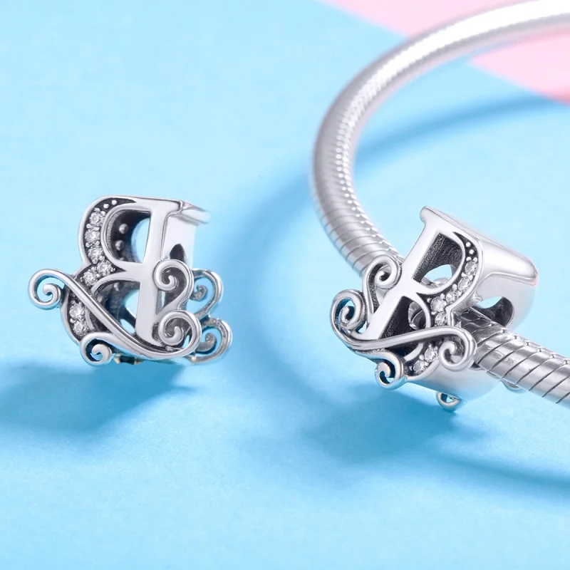 (Bild für) Charm mit funkelndem Pavé-Blumen-Buchstabe B im Pandora-Stil - BSC030-B - Ansicht 4