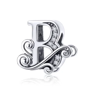 (Bild für) Charm mit funkelndem Pavé-Blumen-Buchstabe B im Pandora-Stil - BSC030-B