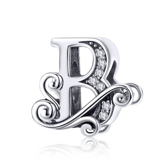 (Bild für) Charm mit funkelndem Pavé-Blumen-Buchstabe B im Pandora-Stil - BSC030-B
