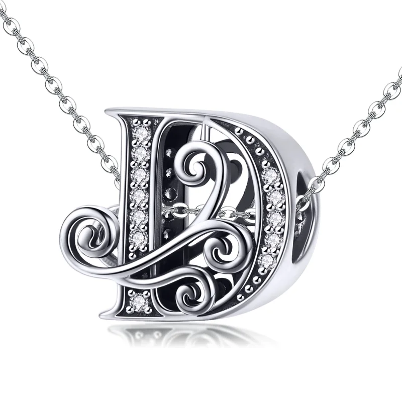 (Bild für) Charm mit funkelndem Pavé-Blumen-Buchstabe D im Pandora-Stil - BSC030-D - Ansicht 2