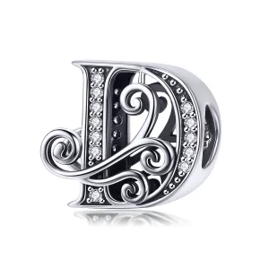 (Bild für) Charm mit funkelndem Pavé-Blumen-Buchstabe D im Pandora-Stil - BSC030-D