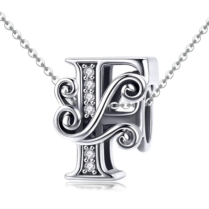 (Bild für) Charm mit funkelndem Pavé-Blumen-Buchstabe F im Pandora-Stil - BSC030-F - Ansicht 2