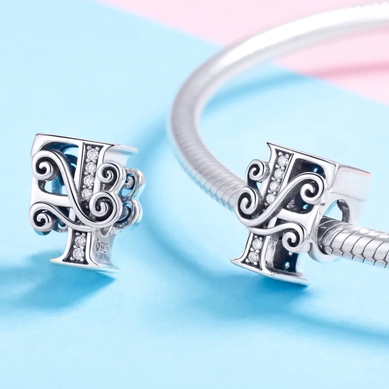 (Bild für) Charm mit funkelndem Pavé-Blumen-Buchstabe F im Pandora-Stil - BSC030-F - Ansicht 4