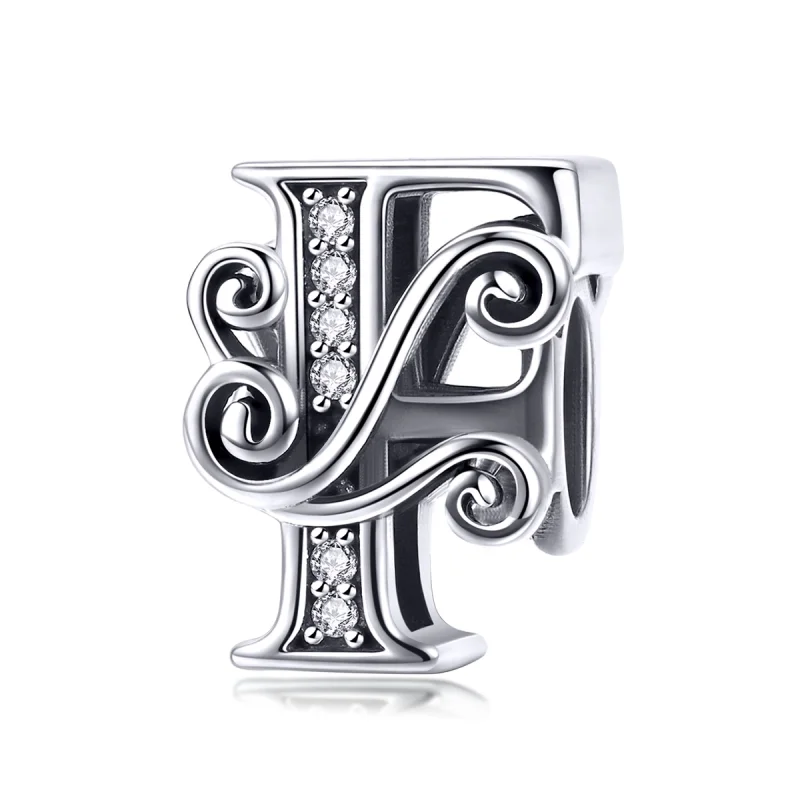 (Bild für) Charm mit funkelndem Pavé-Blumen-Buchstabe F im Pandora-Stil - BSC030-F