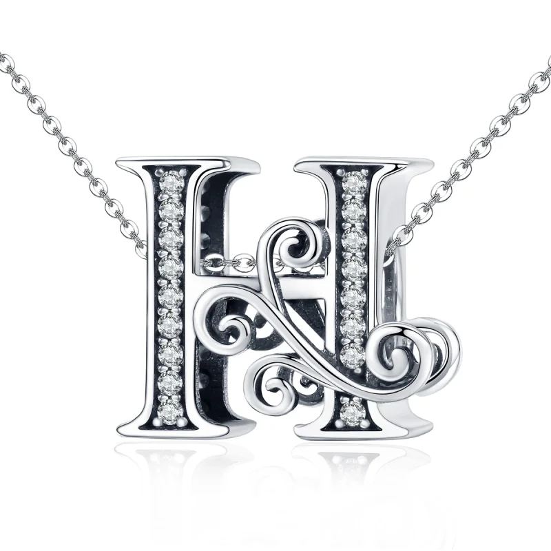 (Bild für) Charm mit funkelndem Pavé-Blumen-Buchstabe H im Pandora-Stil - BSC030-H - Ansicht 2