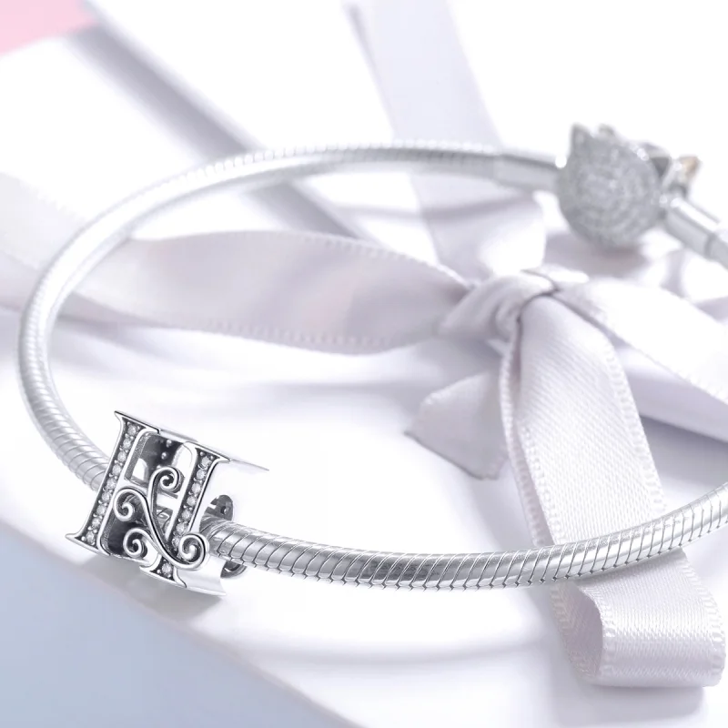 (Bild für) Charm mit funkelndem Pavé-Blumen-Buchstabe H im Pandora-Stil - BSC030-H - Ansicht 3