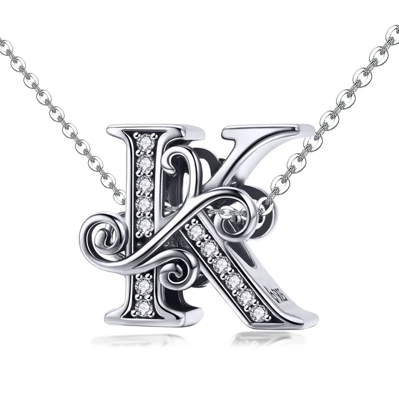 (Bild für) Charm mit funkelndem Pavé-Blumen-Buchstabe K im Pandora-Stil - BSC030-K - Ansicht 2