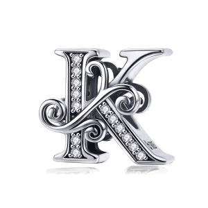 (Bild für) Charm mit funkelndem Pavé-Blumen-Buchstabe K im Pandora-Stil - BSC030-K