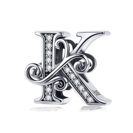 (Bild für) Charm mit funkelndem Pavé-Blumen-Buchstabe K im Pandora-Stil - BSC030-K