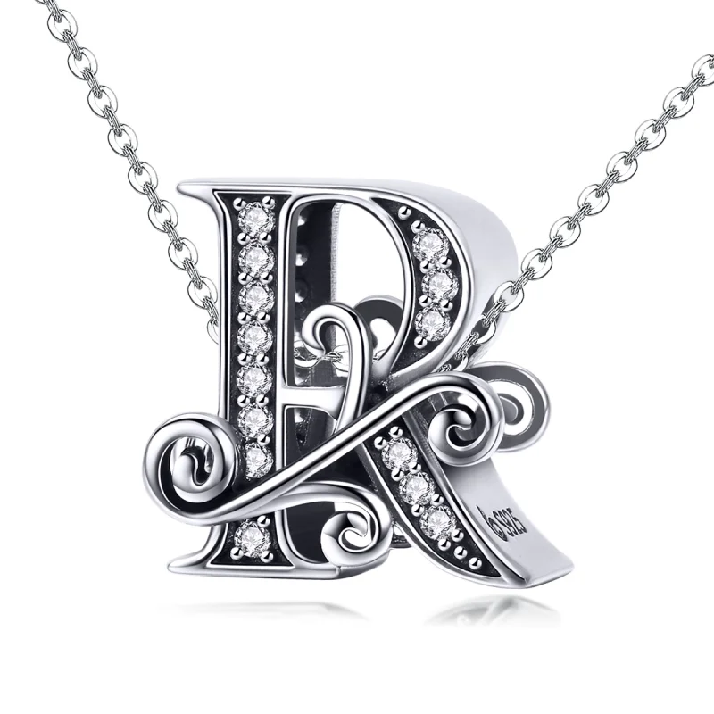 (Bild für) Charm mit funkelndem Pavé-Blumen-Buchstabe R im Pandora-Stil - BSC030-R - Ansicht 2