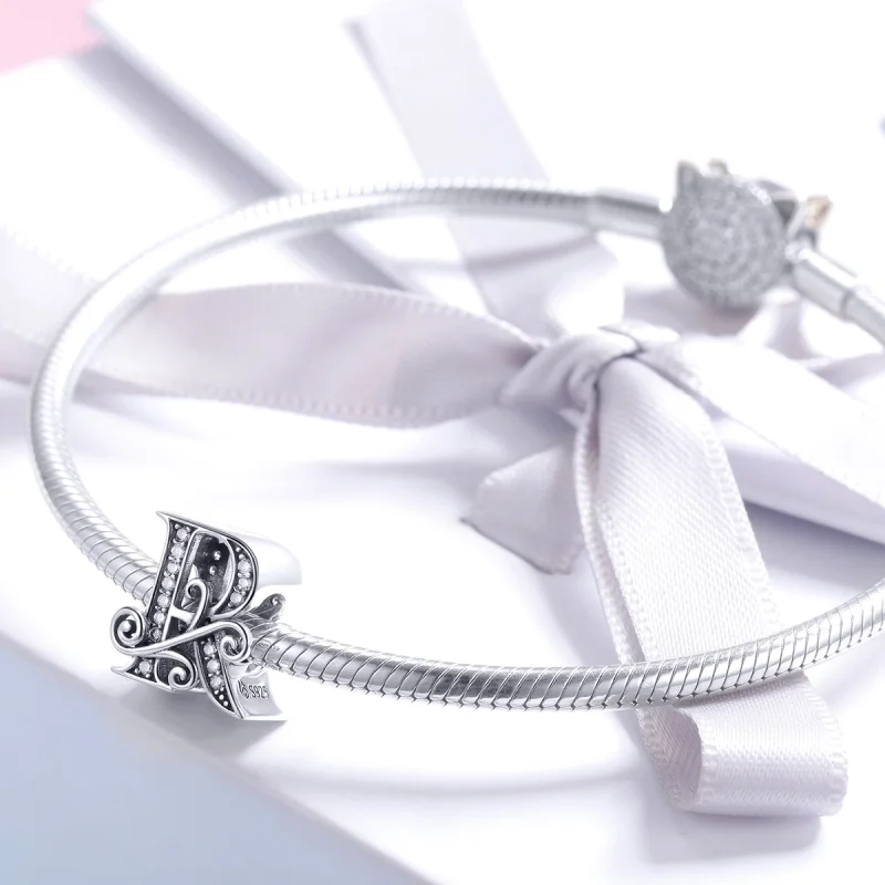 (Bild für) Charm mit funkelndem Pavé-Blumen-Buchstabe R im Pandora-Stil - BSC030-R - Ansicht 3