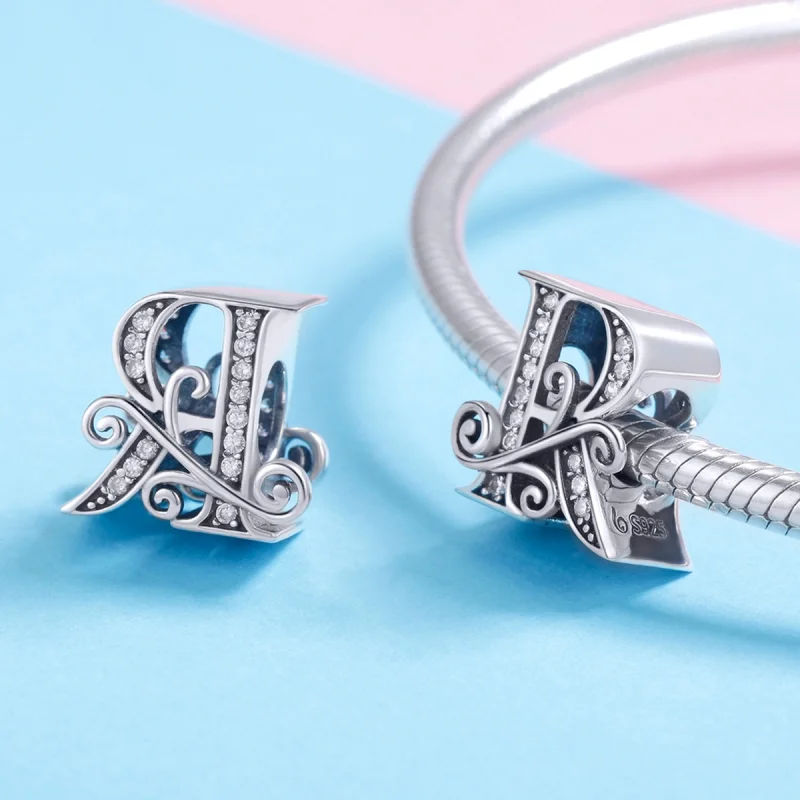 (Bild für) Charm mit funkelndem Pavé-Blumen-Buchstabe R im Pandora-Stil - BSC030-R - Ansicht 4