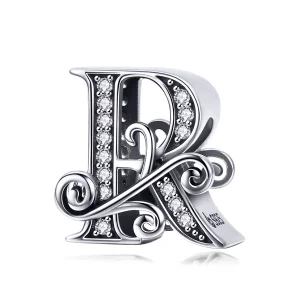 (Bild für) Charm mit funkelndem Pavé-Blumen-Buchstabe R im Pandora-Stil - BSC030-R