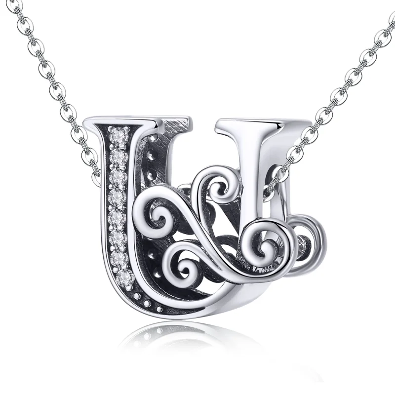 (Bild für) Charm mit funkelndem Pavé-Blumen-Buchstabe U im Pandora-Stil - BSC030-U - Ansicht 2