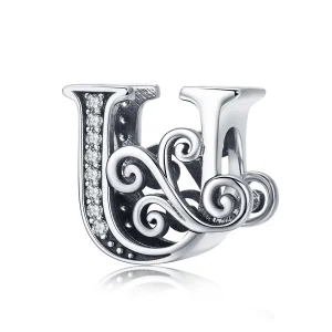 (Bild für) Charm mit funkelndem Pavé-Blumen-Buchstabe U im Pandora-Stil - BSC030-U