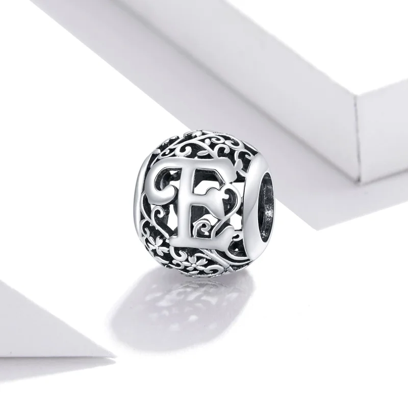 (Bild für) Durchbrochener Blumen-Buchstabe-E-Charm im Pandora-Stil - SCC1444-E - Ansicht 2