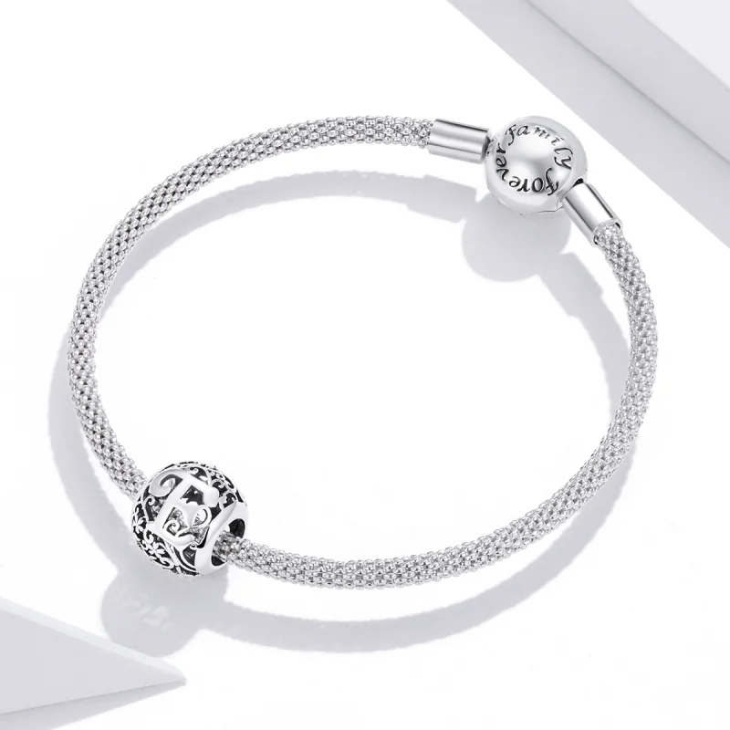 (Bild für) Durchbrochener Blumen-Buchstabe-E-Charm im Pandora-Stil - SCC1444-E - Ansicht 3