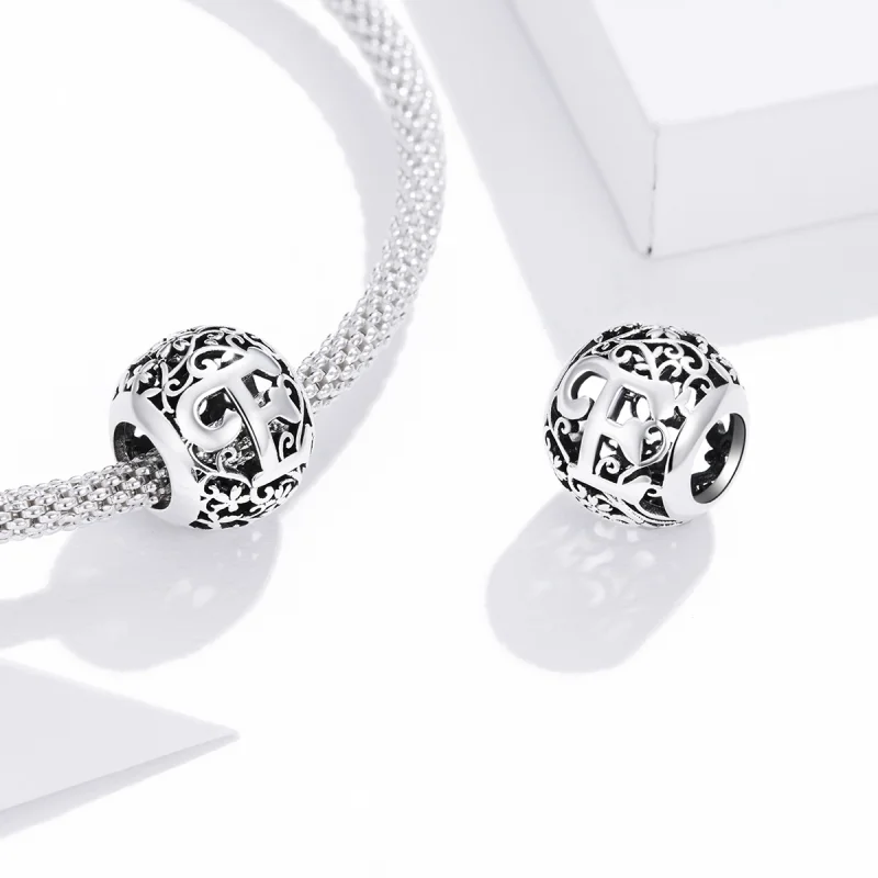 (Bild für) Durchbrochener Blumen-Buchstabe-E-Charm im Pandora-Stil - SCC1444-E - Ansicht 4
