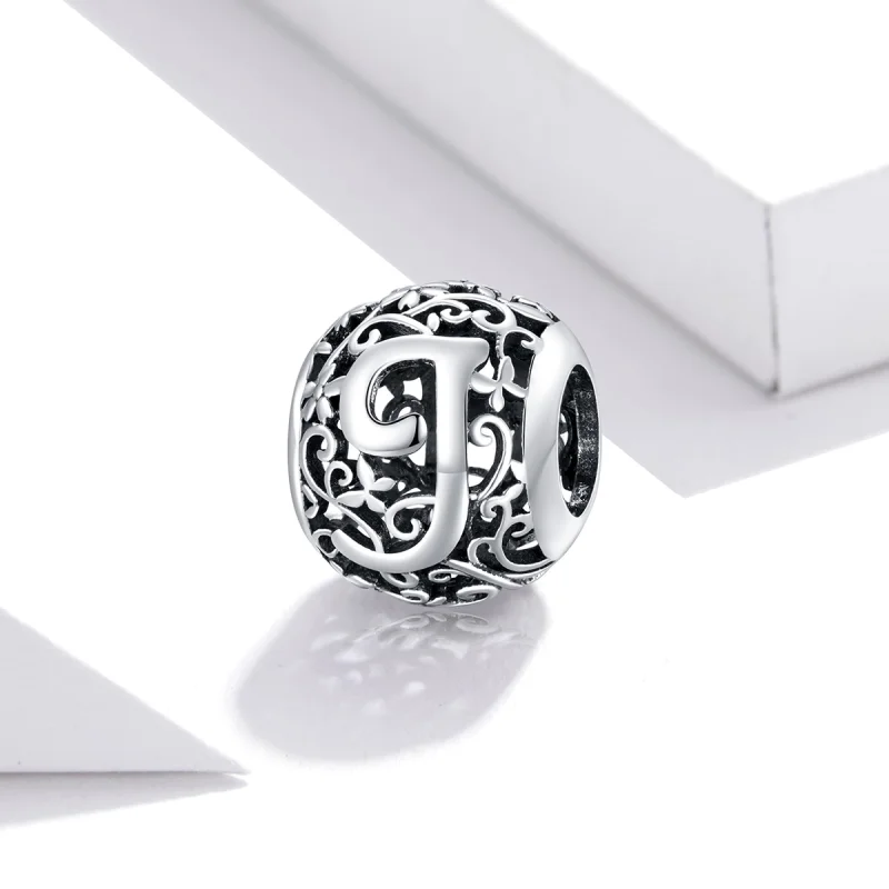 (Bild für) Durchbrochener Blumen-Buchstabe-J-Charm im Pandora-Stil - SCC1444-J - Ansicht 2