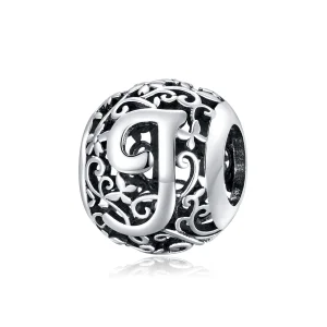 (Bild für) Durchbrochener Blumen-Buchstabe-J-Charm im Pandora-Stil - SCC1444-J