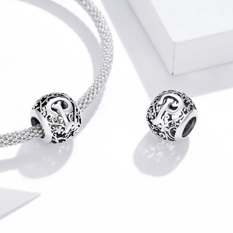 (Bild für) Durchbrochener Blumen-Buchstabe-P-Charm im Pandora-Stil - SCC1444-P - Ansicht 4