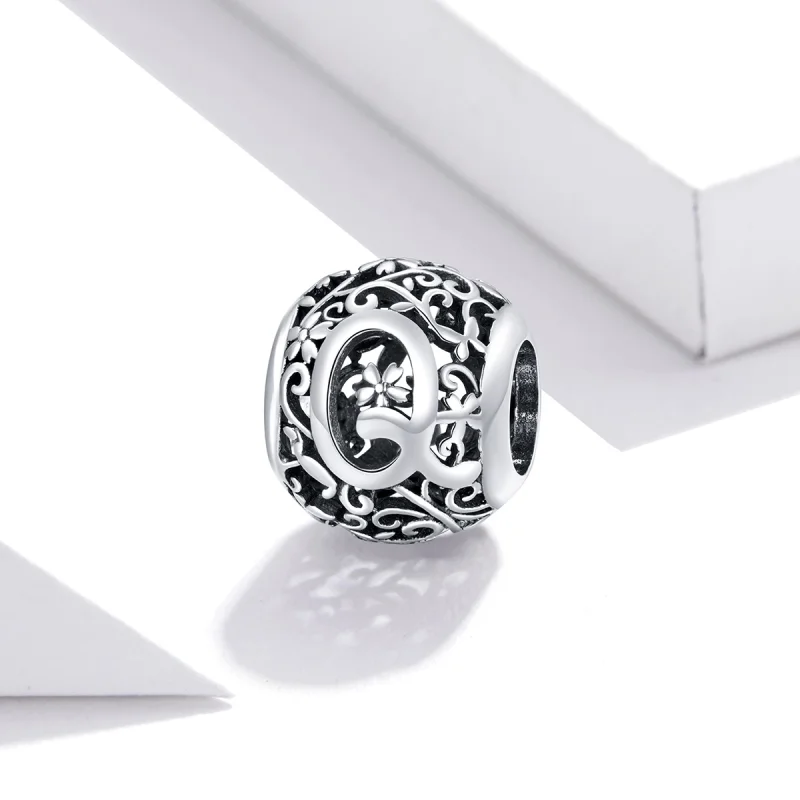 (Bild für) Durchbrochener Blumen-Buchstabe-Q-Charm im Pandora-Stil - SCC1444-Q - Ansicht 2