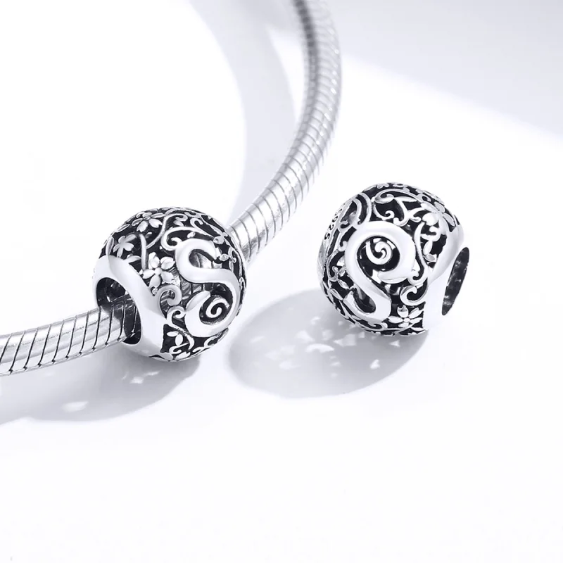 (Bild für) Durchbrochener Blumen-Buchstabe S-Charm im Pandora-Stil - SCC1444-S - Ansicht 4