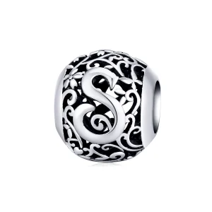 (Bild für) Durchbrochener Blumen-Buchstabe S-Charm im Pandora-Stil - SCC1444-S