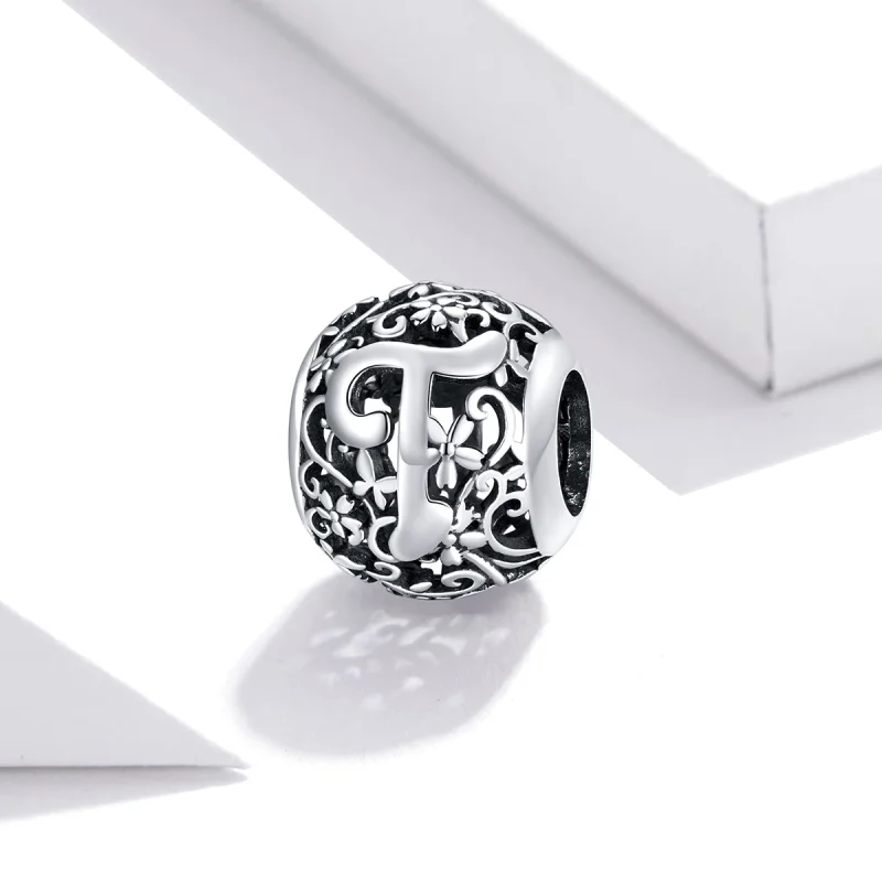 (Bild für) Durchbrochener Blumen-Buchstabe-T-Charm im Pandora-Stil - SCC1444-T - Ansicht 2