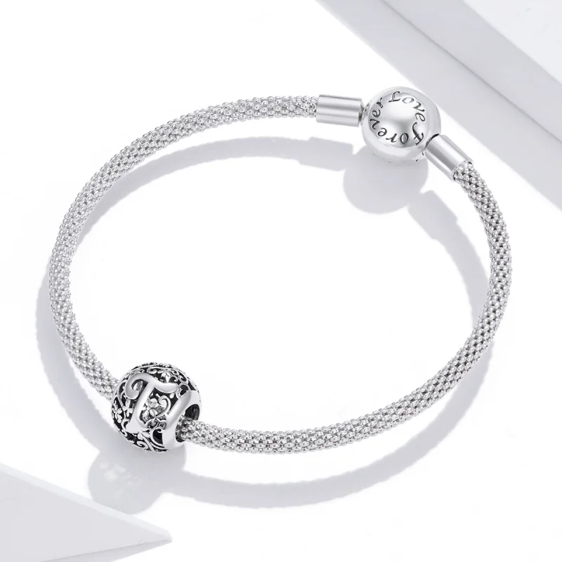 (Bild für) Durchbrochener Blumen-Buchstabe-T-Charm im Pandora-Stil - SCC1444-T - Ansicht 3