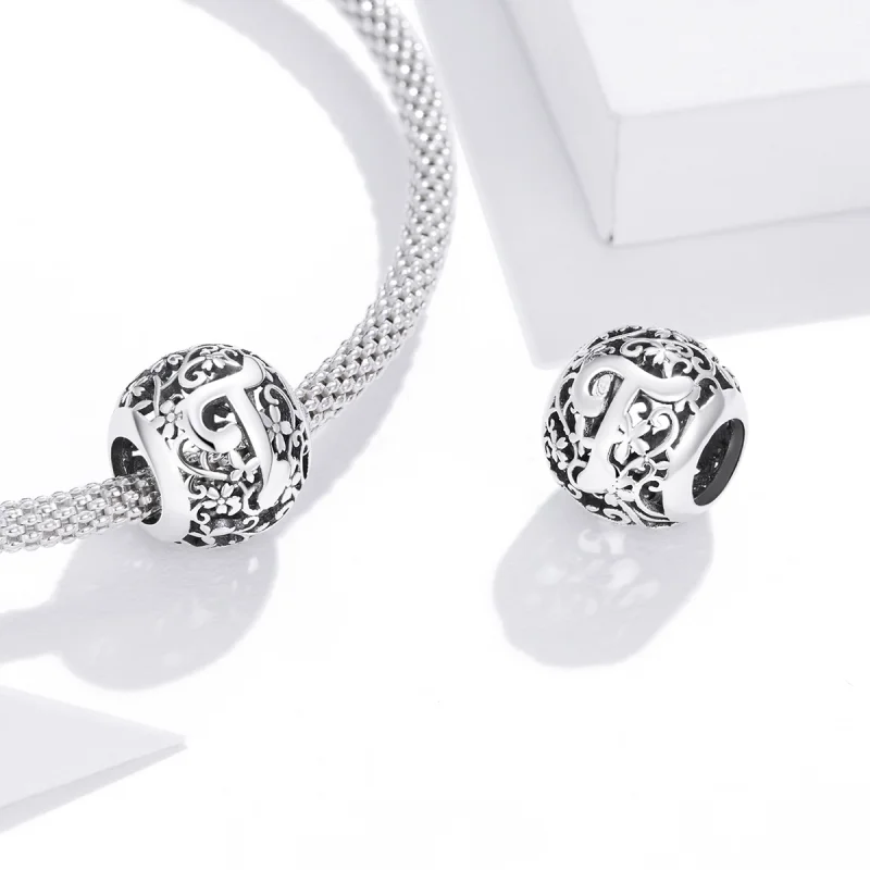 (Bild für) Durchbrochener Blumen-Buchstabe-T-Charm im Pandora-Stil - SCC1444-T - Ansicht 4
