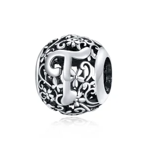 (Bild für) Durchbrochener Blumen-Buchstabe-T-Charm im Pandora-Stil - SCC1444-T