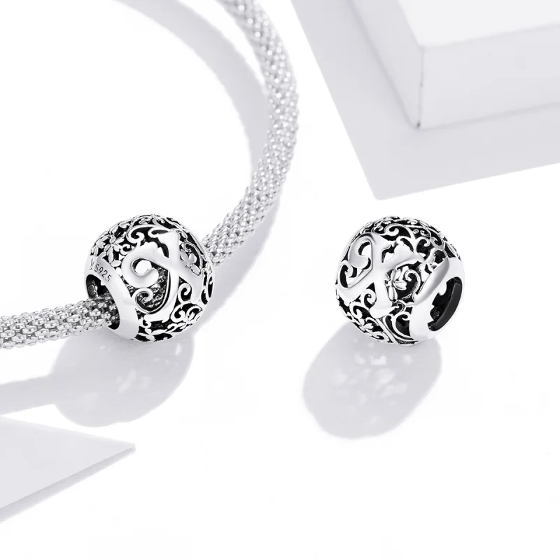 (Bild für) Durchbrochener Blumen-Buchstabe-X-Charm im Pandora-Stil - SCC1444-X - Ansicht 4