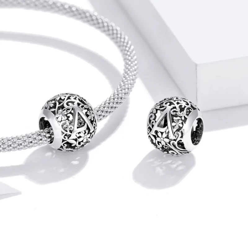 (Bild für) Durchbrochener Blumenbuchstabe A-Charm im Pandora-Stil - SCC1444-A - Ansicht 4